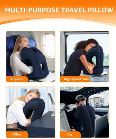 Sunany Inflatable Travel Pillow with Eye Mask and Earplugs Blue 1