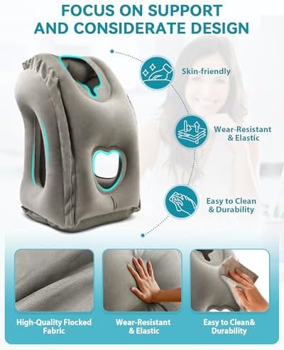 JefDiee Inflatable Travel Pillow for Airplanes and Trains