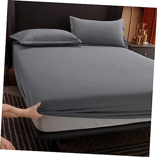 Elastic Fitted Mattress Cover Slip Protector Grey Cotton Bed Sheet