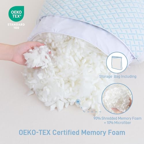 Ankwos Adjustable Shredded Memory Foam Pillow King Size
