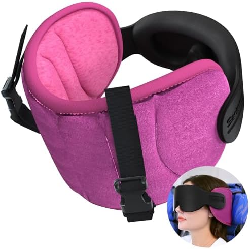 SARISUN Travel Pillow with Eye Mask 360 Head Support Pink
