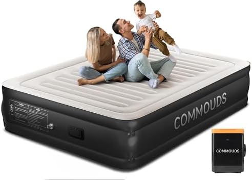 COMMOUDS Queen Air Mattress with Rechargeable Pump 1