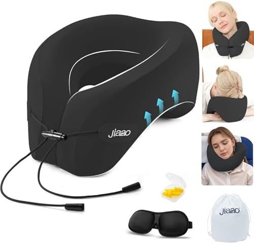 Jiaao 2025 Upgraded Memory Foam Neck Pillow for Travel and Sleep