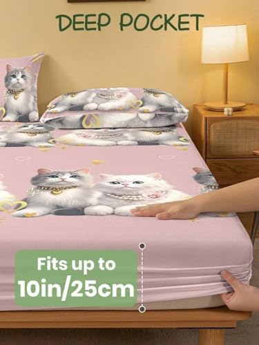 Fuver Cat 23 Pcs Microfiber Fitted Sheet Set