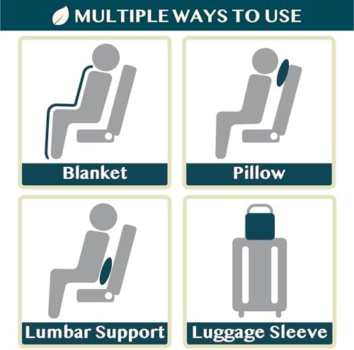 PAVILIA Travel Blanket Pillow Set Compact Packable Navy Blue
