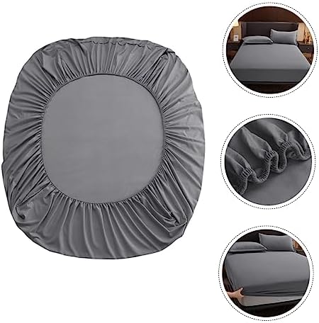 Elastic Fitted Mattress Cover Slip Protector Grey Cotton Bed Sheet