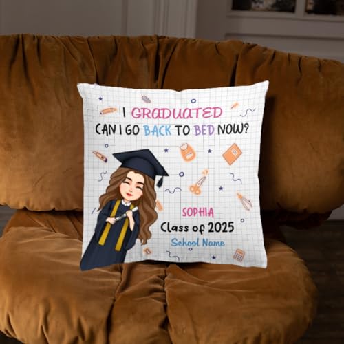 I Graduated Can I Go Back To Bed Now Pillow - Class of 2025