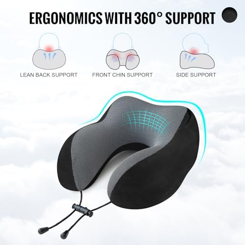 Cirorld Travel Pillow with Hood for Airplane and Car