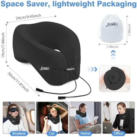 Jiaao 2025 Upgraded Memory Foam Neck Pillow for Travel and Sleep