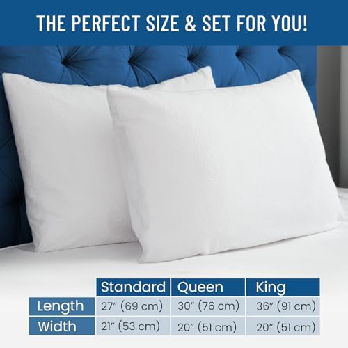 Everlasting Comfort Waterproof Pillow Protectors 2-Pack - Zippered Hypoallergenic Allergy Safe