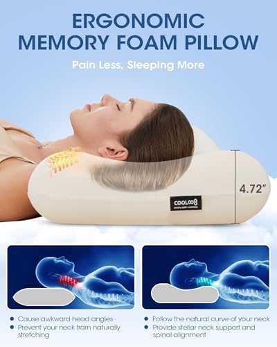 Cooloo8 Memory Foam Pillow Set of 2 for Neck Pain Relief