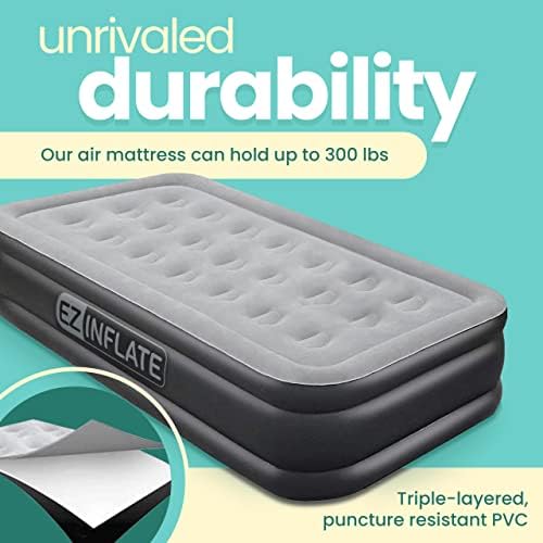EZ INFLATE Double High Luxury Air Mattress with Built In Pump 1