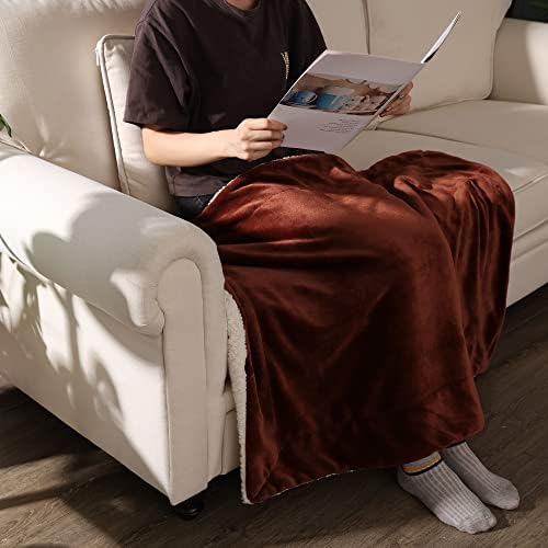 NANPIPER Baby Sherpa Throw Blanket 30x40 Inches Brown