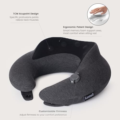 Keemall Inflatable Travel Neck Pillow with Acupressure