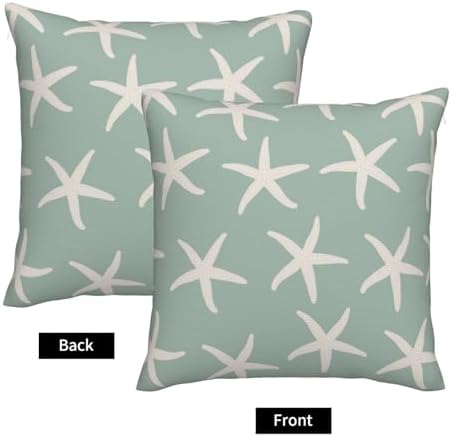 Coastal Pillow Covers 18x18 Blue Starfish Set of 2