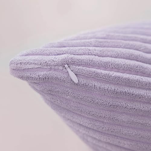 Demetex Purple Striped Corduroy Pillow Covers 18x18