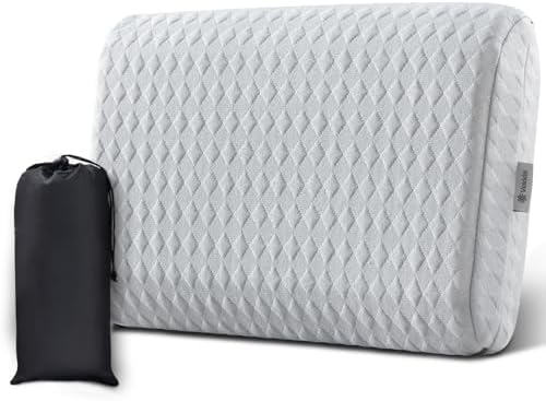Vekkia Travel Pillow with Memory Foam Portable Compressible Washable Gray