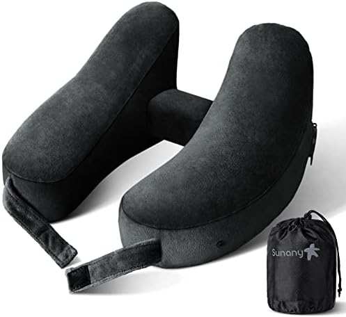 Sunany Travel Neck Pillow with Velour Cover and Drawstring Bag