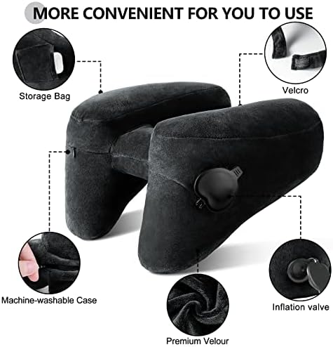 Sunany Travel Neck Pillow with Velour Cover and Drawstring Bag