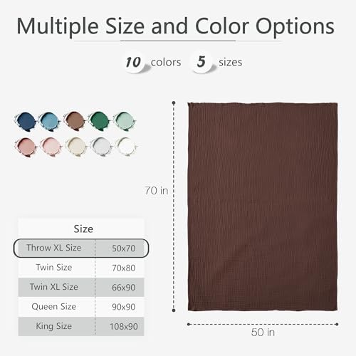 Carriediosa 4-Layer Cotton Muslin Throw Blanket 50 X 70 Dark Brown