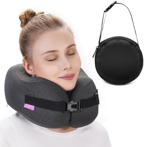 Travel Pillow with Vacuum Memory Foam and Adjustable Buckle