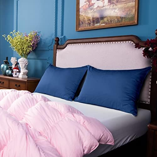NTBAY Egyptian Cotton Pillowcases Set of 2 - 20x30 Navy Blue Envelope Closure