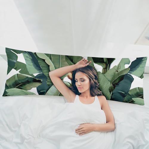 Haneni Banana Leaf Throw Pillow Cover 20x54 Polyester with Zipper