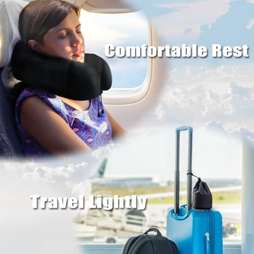 Elvodosia Travel Pillow with Eye Mask and Earplug - Black