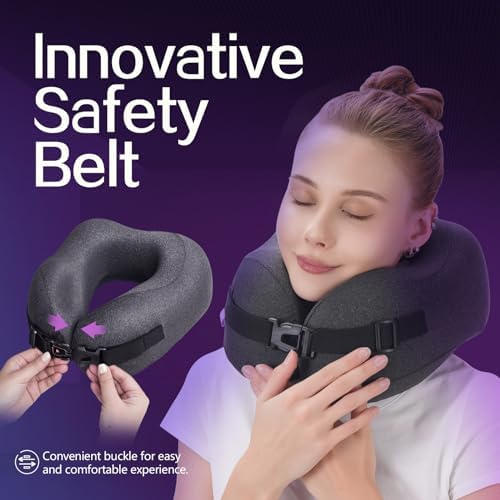 Travel Pillow with Vacuum Memory Foam and Adjustable Buckle