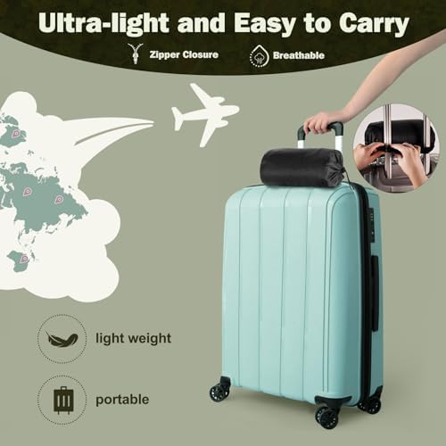 Vekkia Travel Pillow with Memory Foam Portable Compressible Washable Gray