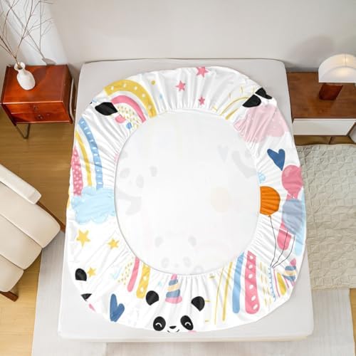 Castle Fairy Kids Panda Fitted Sheet Set with 2 Pillowcases