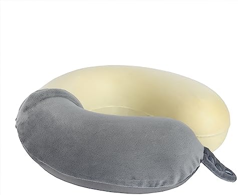 Makimoo Travel Neck Pillow with 5 Adjustable Snap Buttons Grey