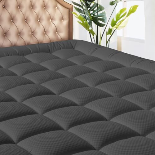 MATBEBY King Size Mattress Pad - Cooling Breathable Dark Grey 78x80 Inches