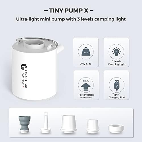 FLEXTAILGEAR Tiny Pump X Portable Air Pump with Camping Light