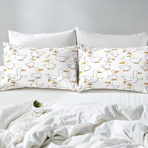 Homewish Cartoon Duck Fitted Sheet Twin Size with 1 Pillowcase