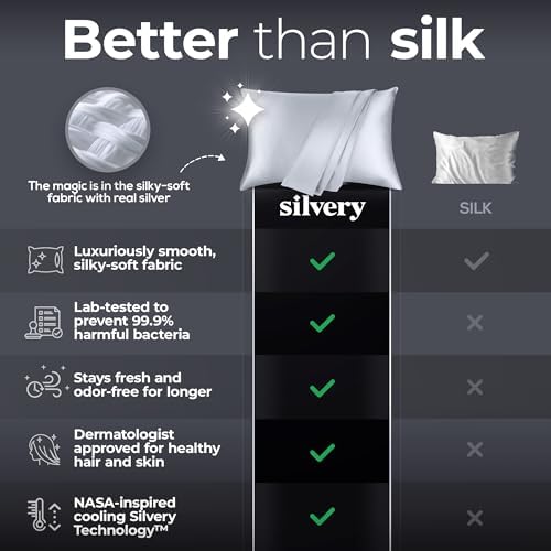 Silvery Satin Pillowcases Set - 2 Pack Cooling and Hygienic
