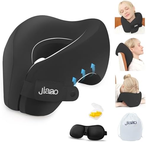 Jiaao Travel Neck Pillow with 3D Eye Mask and Ear Plugs