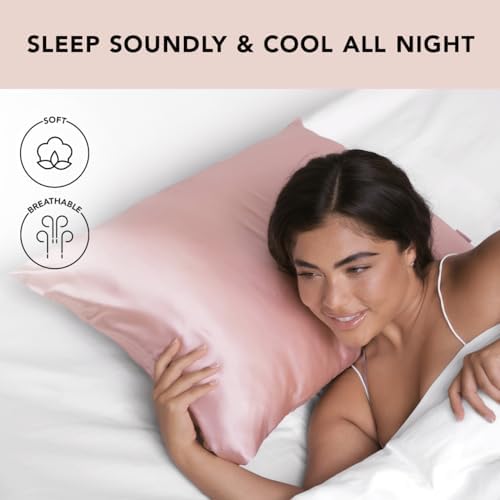 Kitsch Satin Pillowcase with Zipper - Blush Cooling Wrinkle-Free