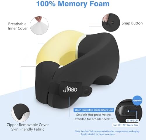 Jiaao Travel Neck Pillow with 3D Eye Mask and Ear Plugs