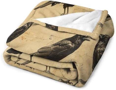 HDESDIS Farmhouse Crow Flannel Throw Blanket 30x40 Inch