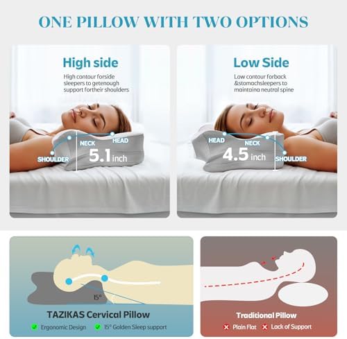 TAZIKAS Cervical Pillow for Neck and Shoulder Support