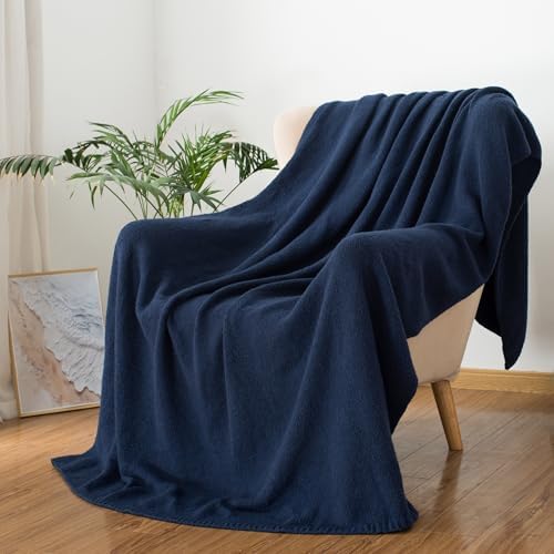 Carriediosa Wool Blend Knit Throw Blanket - Indigo Blue