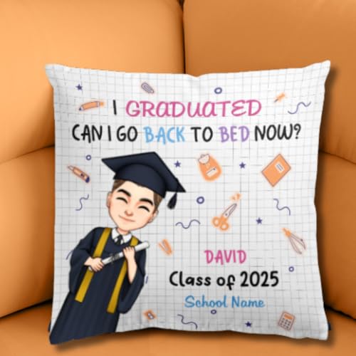 I Graduated Can I Go Back To Bed Now Pillow - Class of 2025