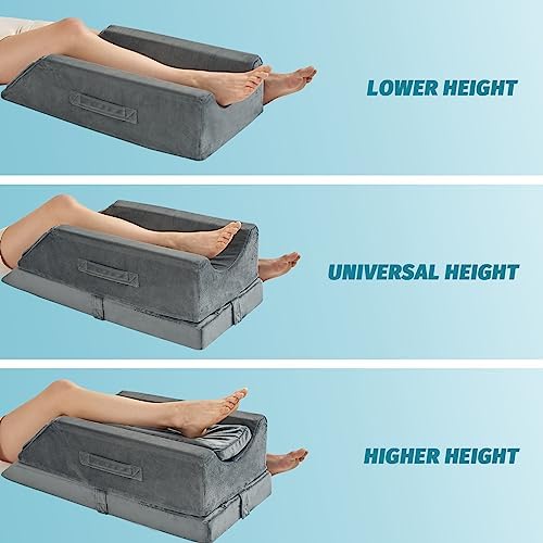 JOYWOO Memory Foam Leg Elevation Pillow - 4 Height Options Removable Washable Cover