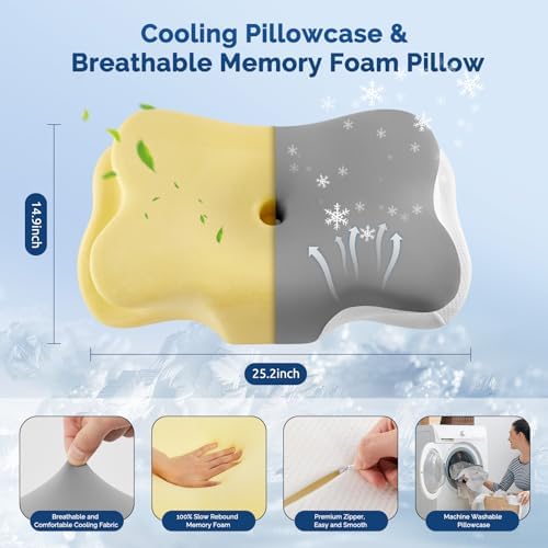 Silkena Cervical Neck Pillow with Cooling Memory Foam