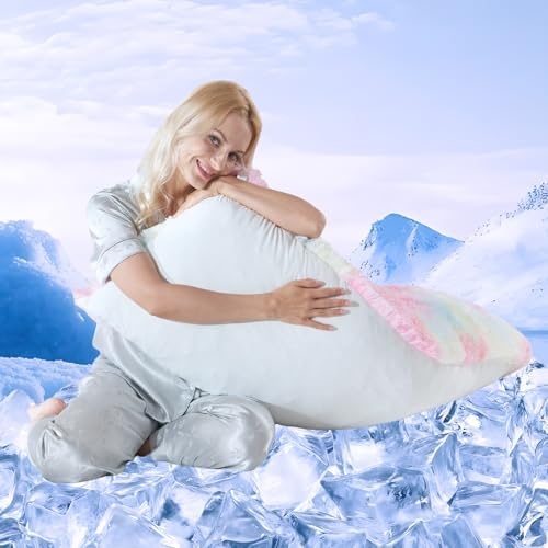 Cooling Body Pillow Cover Queen 20x54 Soft Fuzzy Zippered