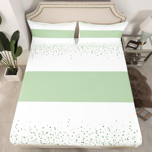 Castle Fairy White Green Fitted Sheet Twin Set with Pillowcase 1