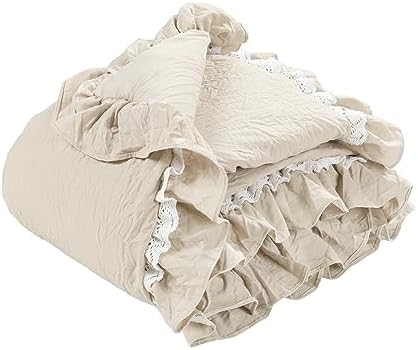 Lush Decor Ella Ruffle Lace Throw Blanket 50 x 60