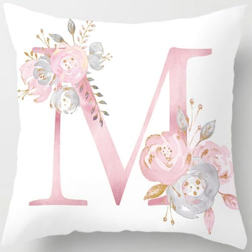 Pink Alphabet Throw Pillow Covers 18x18 Inch