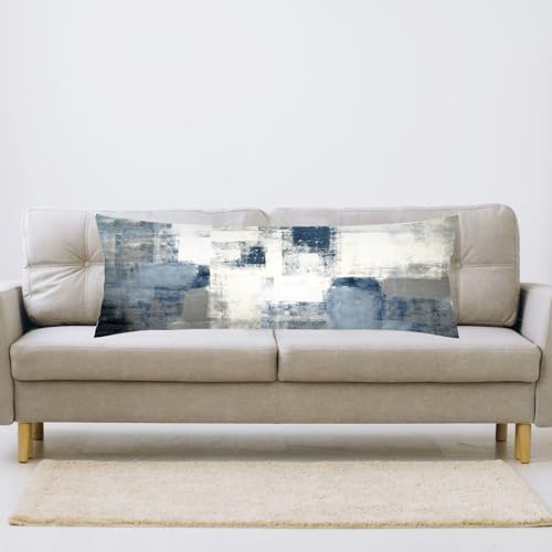 Grey Blue Abstract Art Body Pillow Cover with Zipper 20x54